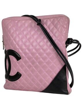 Chanel Cambon Shoulder Bag Pink Black